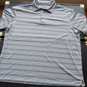 Walter Hagen 11 Majors X-Large Blue & Gray Stripe Short Sleeve Polo Shirt